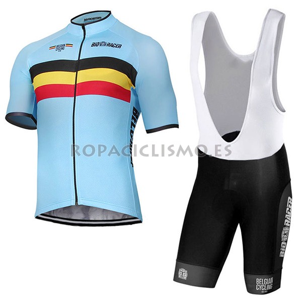 2017 Maillot Belgica tirantes mangas cortas celeste